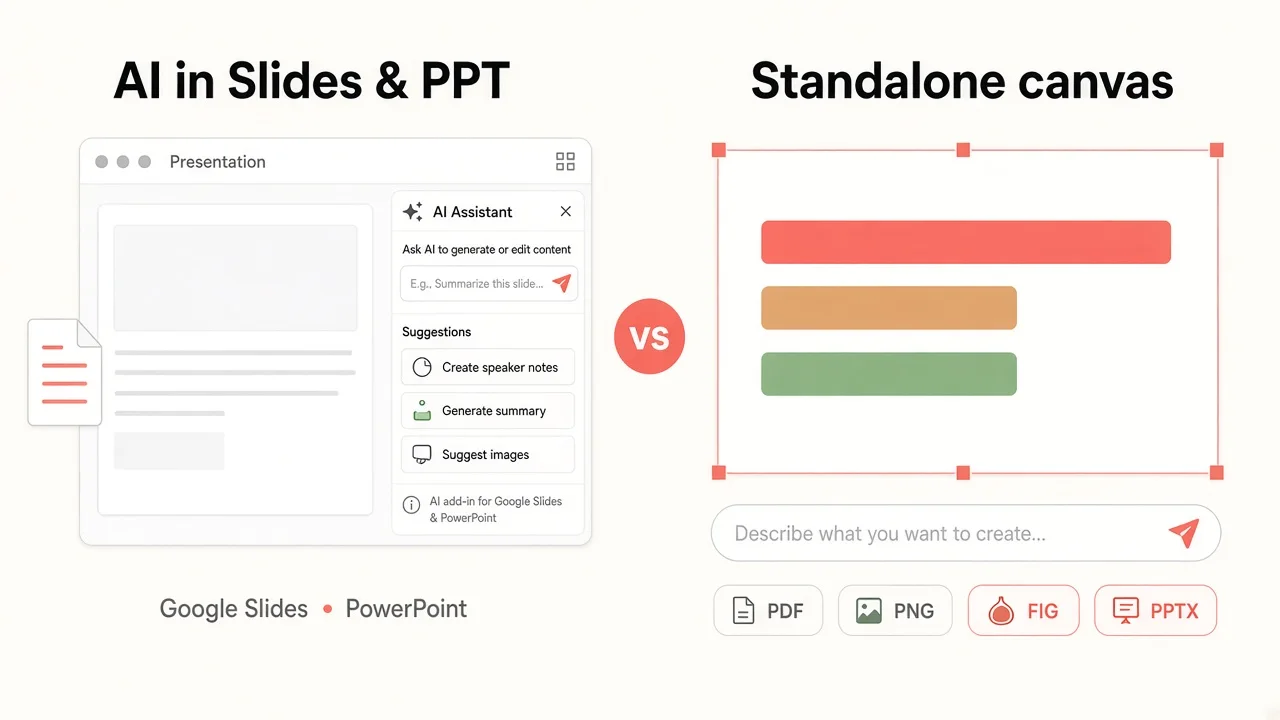 Stay in PowerPoint and Slides, or open a canvas: Plus AI vs Snapdeck