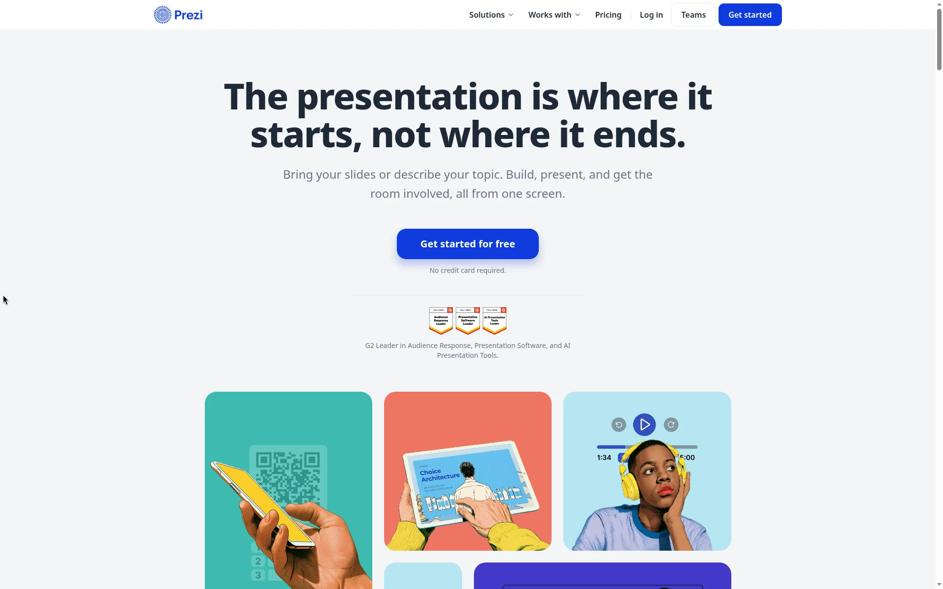Prezi 홈: 슬라이드 가져오기·주제 한 문장으로 만들기, 라이브 오디언스 소개